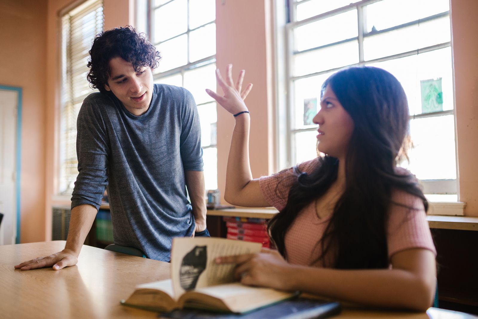 Students practicing English in class